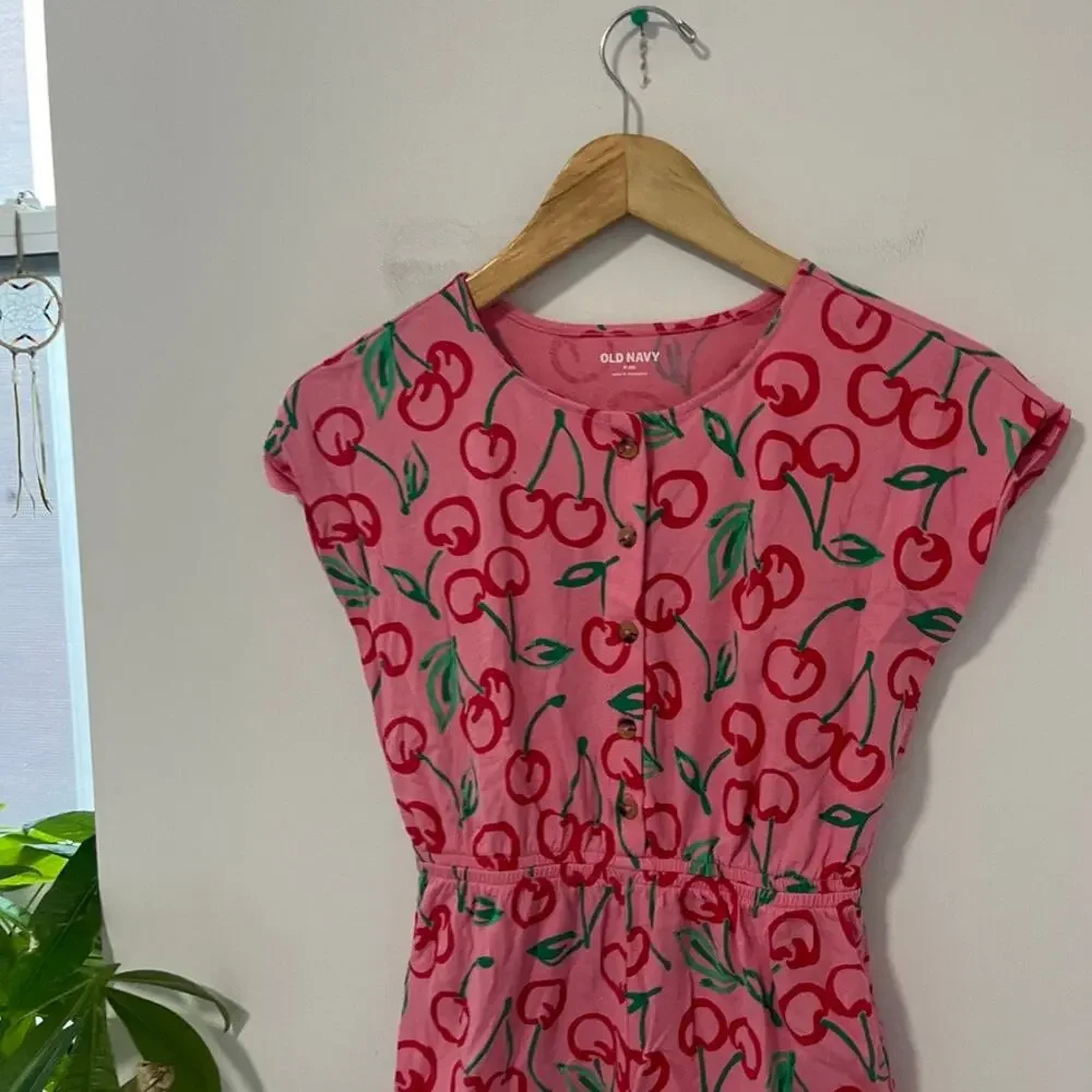 Old Navy Girl's Pink Cherry Print Romper Size Medium